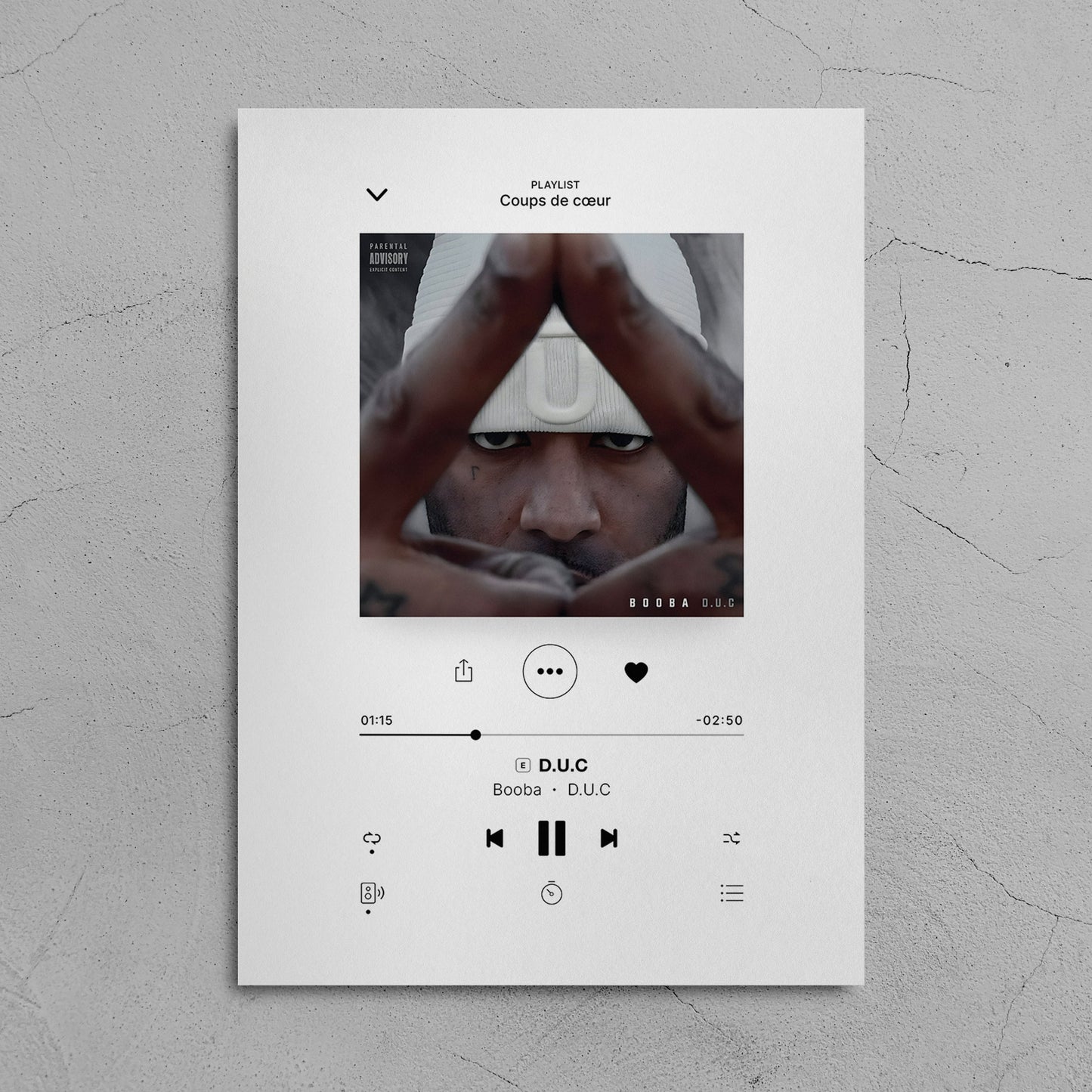 Poster Booba - D.U.C - Top Frame