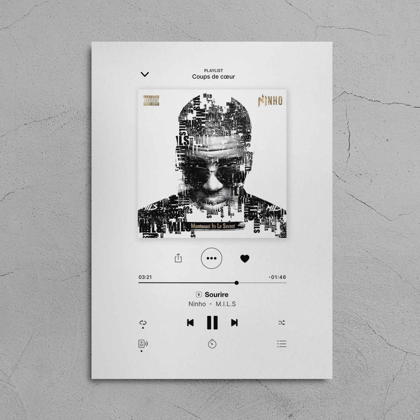 Poster Ninho - M.I.L.S 2.0 - Sourire - Top Frame