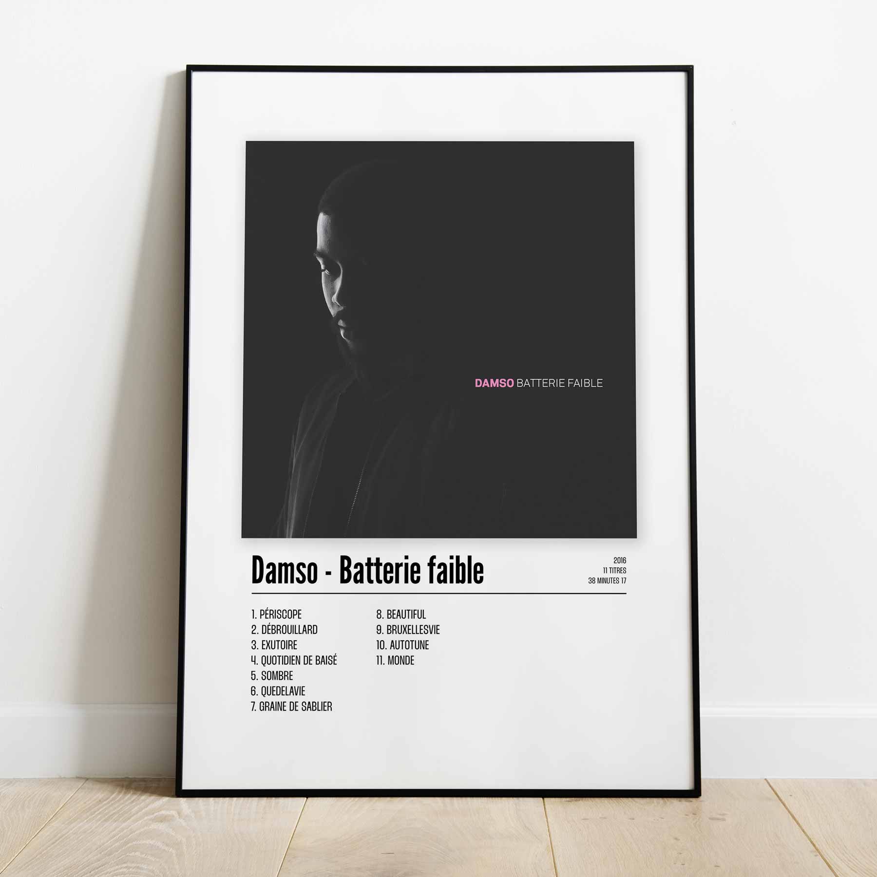 Poster Damso - Batterie faible - Top Frame