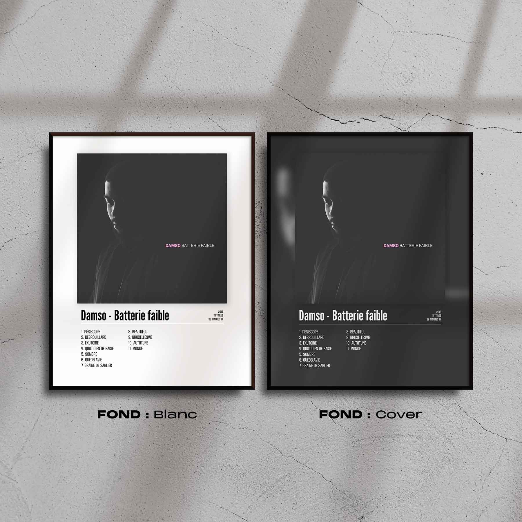 Poster Damso - Batterie faible - Top Frame
