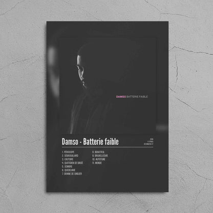 Poster Damso - Batterie faible - Top Frame