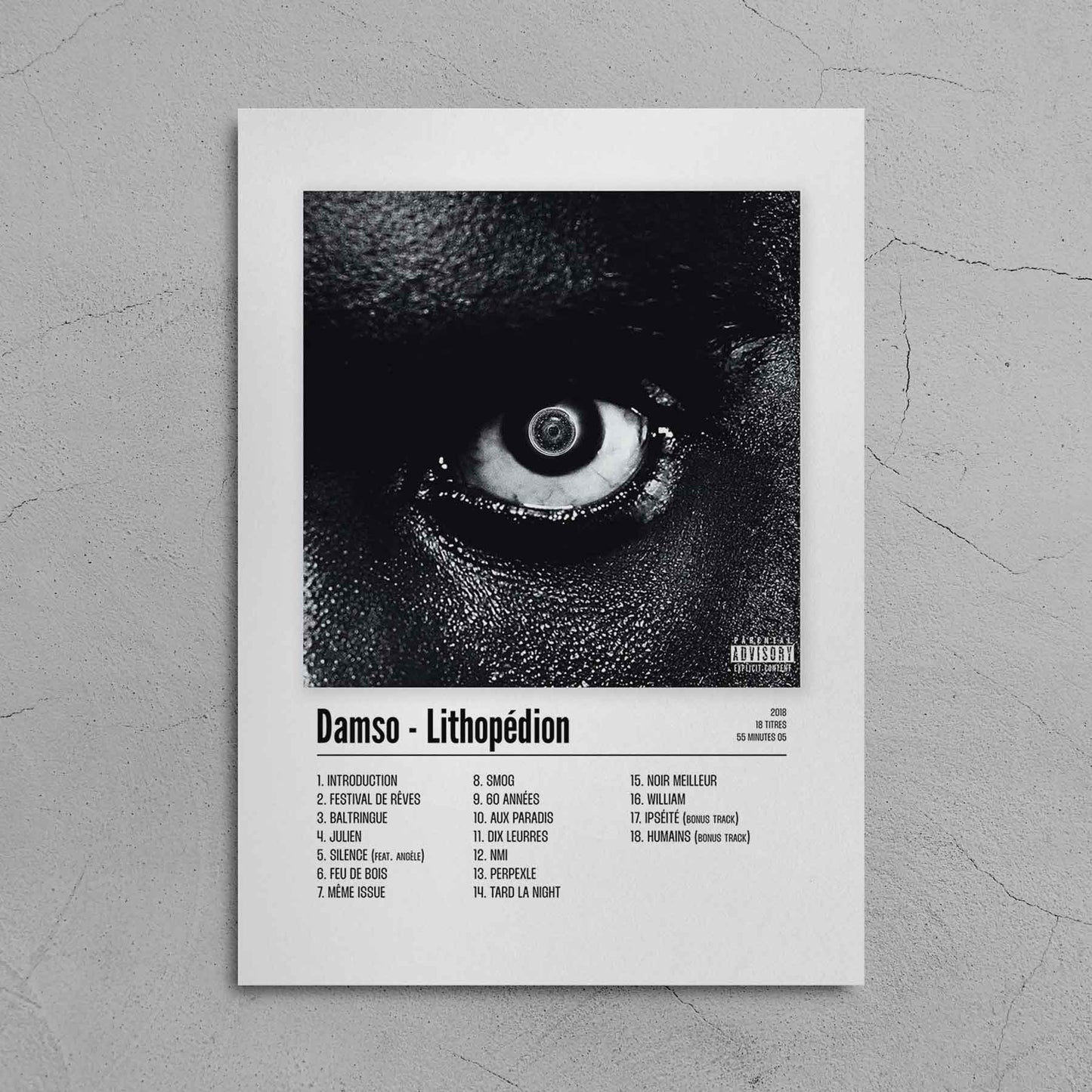 Poster Damso - Lithopédion - Top Frame